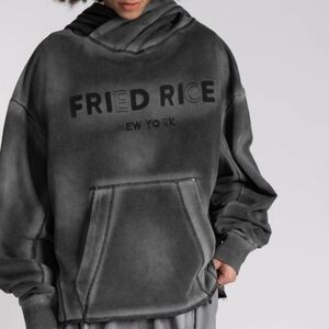 NWOT, Fried Rice Signature black faded wash hoodie sz M oversized